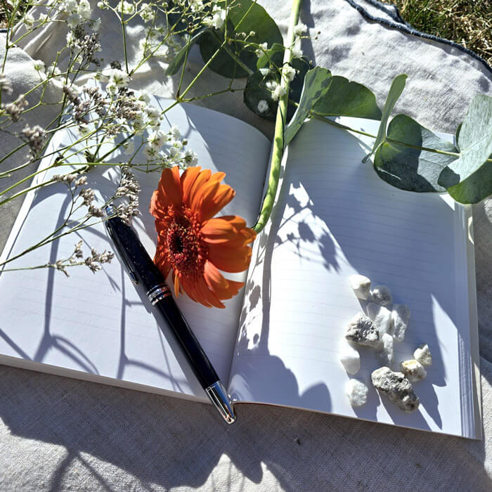 livre carnet d'écriture stylo